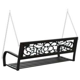 Berkfield Garden Swing Bench 125 Cm Steel And Plastic Black - thumbnail 6
