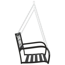 Berkfield Garden Swing Bench 125 Cm Steel And Plastic Black - thumbnail 5