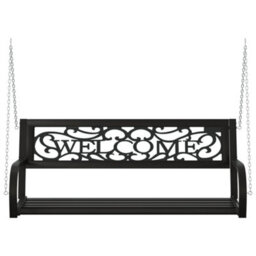 Berkfield Garden Swing Bench 125 Cm Steel And Plastic Black - thumbnail 4