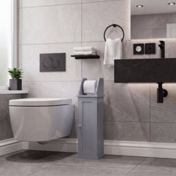 Lassic Bath Vida Toilet Roll Holder & Cupboard, Grey - thumbnail 2
