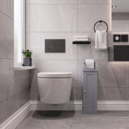 Lassic Bath Vida Toilet Roll Holder & Cupboard, Grey - thumbnail 4