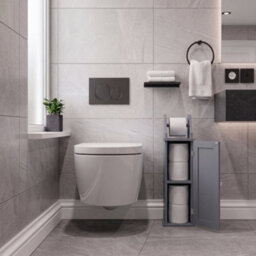 Lassic Bath Vida Toilet Roll Holder & Cupboard, Grey - thumbnail 5