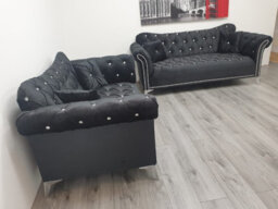 Stratus Interiors Elegance Chesterfield Back Velvet Sofa Plain Seating Cushions - L Shape Corner - thumbnail 6
