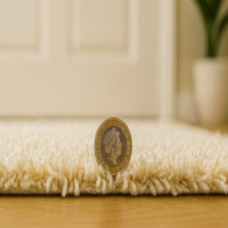 Uetian Cream Colour Small Shaggy Rug 60X110 Cm - Modern Living Room Area Rug Non Shedding Thick Pile Cream - thumbnail 3