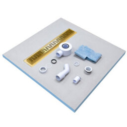 Insl8 Linear Wet Room Tile-On Shower Tray With Gold Grate Alternative Slots - 800 X 800 X 25mm
