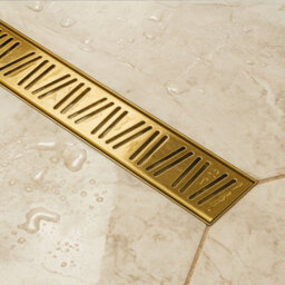 Insl8 Linear Wet Room Tile-On Shower Tray With Gold Grate Alternative Slots - 800 X 800 X 25mm - thumbnail 5