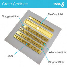 Insl8 Linear Wet Room Tile-On Shower Tray With Gold Grate Alternative Slots - 800 X 800 X 25mm - thumbnail 6