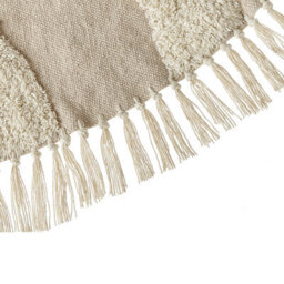 Beliani Aura Home 140Cm Round Beige Cotton Rug - Tufted With Fringe, Boho Style - thumbnail 6