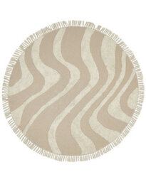 Beliani Aura Home 140Cm Round Beige Cotton Rug - Tufted With Fringe, Boho Style - thumbnail 1
