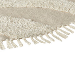 Beliani Aura Home 140Cm Round Beige Cotton Rug - Tufted With Fringe, Boho Style - thumbnail 3