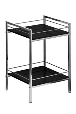 Orsina 2 Tier Black High Gloss Shelf Unit, Modern Black Shelving Unit, Open Design Small Shelving Unit, Storage Unit - image 1