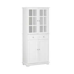 Kitchen Cupboard With 2 Cabinets And 2 Drawers Tall Cabinet Cupboard Sideboard,white,sobuy Fsb76-W