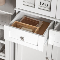 Sobuy Fsb76-W, Tall Cupboard With 2 Cabinets And 2 Drawers Tall Cabinet Cupboard Sideboard,white,w75Xd40Xh175.5 - thumbnail 6