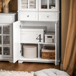 Sobuy Fsb76-W, Tall Cupboard With 2 Cabinets And 2 Drawers Tall Cabinet Cupboard Sideboard,white,w75Xd40Xh175.5 - thumbnail 8