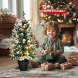 60Cm Mini Christmas Tree Flocked W/ 30 Led Lights Home Tabletop Decor Ornaments - thumbnail 5