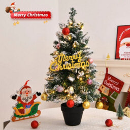 60Cm Mini Christmas Tree Flocked W/ 30 Led Lights Home Tabletop Decor Ornaments - thumbnail 6