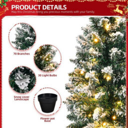 60Cm Mini Christmas Tree Flocked W/ 30 Led Lights Home Tabletop Decor Ornaments - thumbnail 4