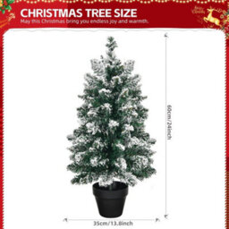 60Cm Mini Christmas Tree Flocked W/ 30 Led Lights Home Tabletop Decor Ornaments - thumbnail 2