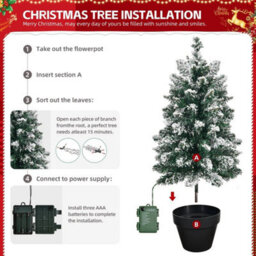 60Cm Mini Christmas Tree Flocked W/ 30 Led Lights Home Tabletop Decor Ornaments - thumbnail 3