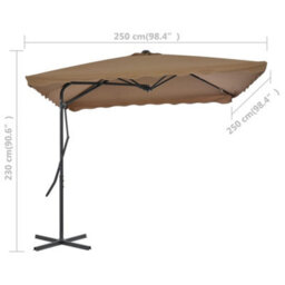 Berkfield Elegant Outdoor Parasol With Steel Pole 250X250 Cm Taupe - thumbnail 7