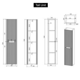 Royal Bathrooms Avenza 1500mm Terracotta Clay 2-Door Wall Hung Tall Boy Bathroom Cabinet Storage Cupboard Unit - thumbnail 6