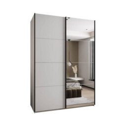 Arte Elegant Trosa Iii Sliding Door Wardrobe H2450mm W1700mm D640mm Mirrored Door, Ten Shelves, Hanging Rail, White Finish - thumbnail 1