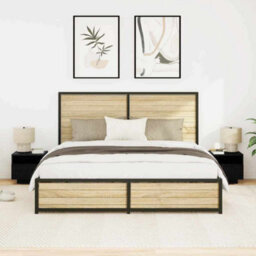 Walplus Bedside Cabinet 2 Pcs Black Oak 40 X 39 X 37 Cm Engineered Wood - thumbnail 5