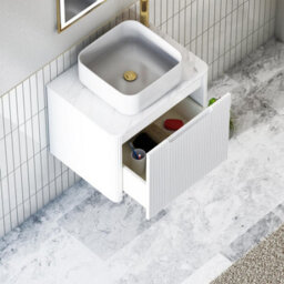 Royal Bathrooms Avenza 600mm Matt White Wall Hung Bathroom Countertop Vanity Unit 1 Drawer With Elena Basin - thumbnail 5