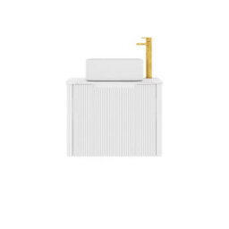 Royal Bathrooms Avenza 600mm Matt White Wall Hung Bathroom Countertop Vanity Unit 1 Drawer With Elena Basin - thumbnail 6