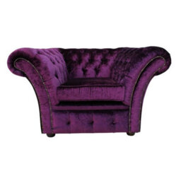Chesterfield Armchair Boutique Amethyst Purple Velvet Fabric In Balmoral Style - thumbnail 1