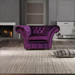 Chesterfield Armchair Boutique Amethyst Purple Velvet Fabric In Balmoral Style - thumbnail 3