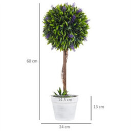 Set Of 2 Potted Artificial Plants Ball Tree With Lavender Flowers, 60Cm - thumbnail 2