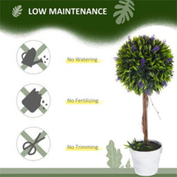 Set Of 2 Potted Artificial Plants Ball Tree With Lavender Flowers, 60Cm - thumbnail 3