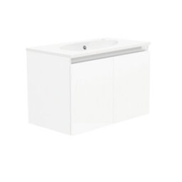 NEWLAND Pebble 600mm White Gloss Wall Hung Basin Unit Complete With Basin - thumbnail 3