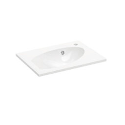 NEWLAND Pebble 600mm White Gloss Wall Hung Basin Unit Complete With Basin - thumbnail 4