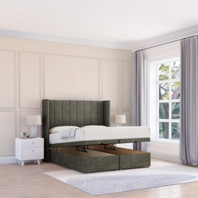 "Sloomy Falcon Pewter Dumfries 2Ft6 Ottoman Bed End Opening With Sprung Memory Mattress & 54"" Headboard-Small Single" - image 1
