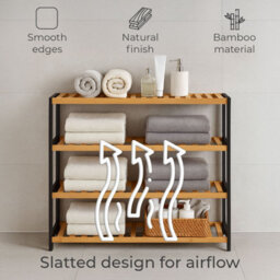 Neo Black/natural 4-Tier Bamboo Shoe Rack Wooden Shoe Storage Organiser Shelf For Hallway, Entrance Living Room - thumbnail 5