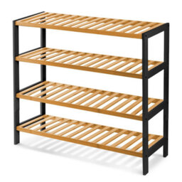 Neo Black/natural 4-Tier Bamboo Shoe Rack Wooden Shoe Storage Organiser Shelf For Hallway, Entrance Living Room - thumbnail 9