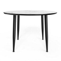 Vonhaus Dining Table, 4 Seater Kitchen Table For Dining Room, Cicular Marble Top Effect With Black Tapered Legs, Parma - thumbnail 8