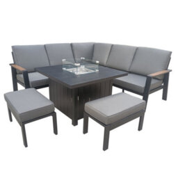 7 Seater Garden Furniture Set, Aluminium Patio Corner Sofa Set With Table, Stools, Soft Cushion, Patio Sectional Conversation Set - thumbnail 3