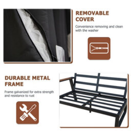 7 Seater Garden Furniture Set, Aluminium Patio Corner Sofa Set With Table, Stools, Soft Cushion, Patio Sectional Conversation Set - thumbnail 7