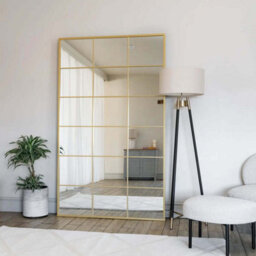 Jōbū Jobu Home - Kyo - Full Length Gold Metal Rectangle Lattice Grid Mirror - 150Cm X 60Cm - thumbnail 2