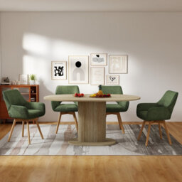 Longtoo Set Of 2 Swivel Dining Chairs , Swivel Upholstered Chairs With Armrests And Wooden Legs, Green - thumbnail 6
