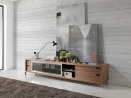 Angel Cerda Modern Walnut And Chrome Tv Stand With Storage - thumbnail 5