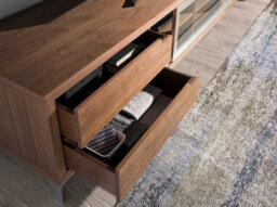 Angel Cerda Modern Walnut And Chrome Tv Stand With Storage - thumbnail 4