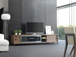 Angel Cerda Modern Walnut And Chrome Tv Stand With Storage - thumbnail 6