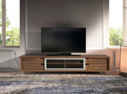 Angel Cerda Modern Walnut And Chrome Tv Stand With Storage - thumbnail 2
