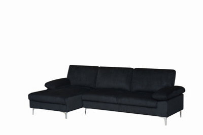 SquareBoxx Venossa L Shaped Corner Sofa With Chaise Lounge A 4 Seater Modern Jumbo Cord Sofa, Deep Seat Comfort, Plush Cushions & Chrome Legs