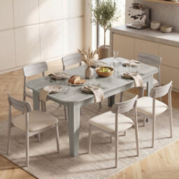 Homcom Extendable Oval Dining Table For 4-6 Round Edges Grey Wood Effect - thumbnail 9