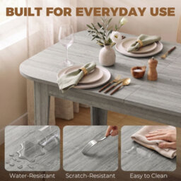 Homcom Extendable Oval Dining Table For 4-6 Round Edges Grey Wood Effect - thumbnail 8